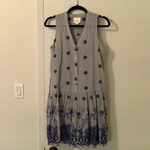 Anthropologie dusty blue dress